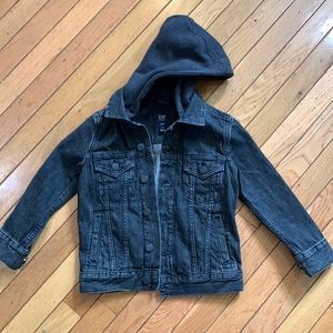 Kids gap black jean jacket with hood
